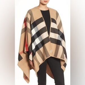 Burberry wool check cape poncho
